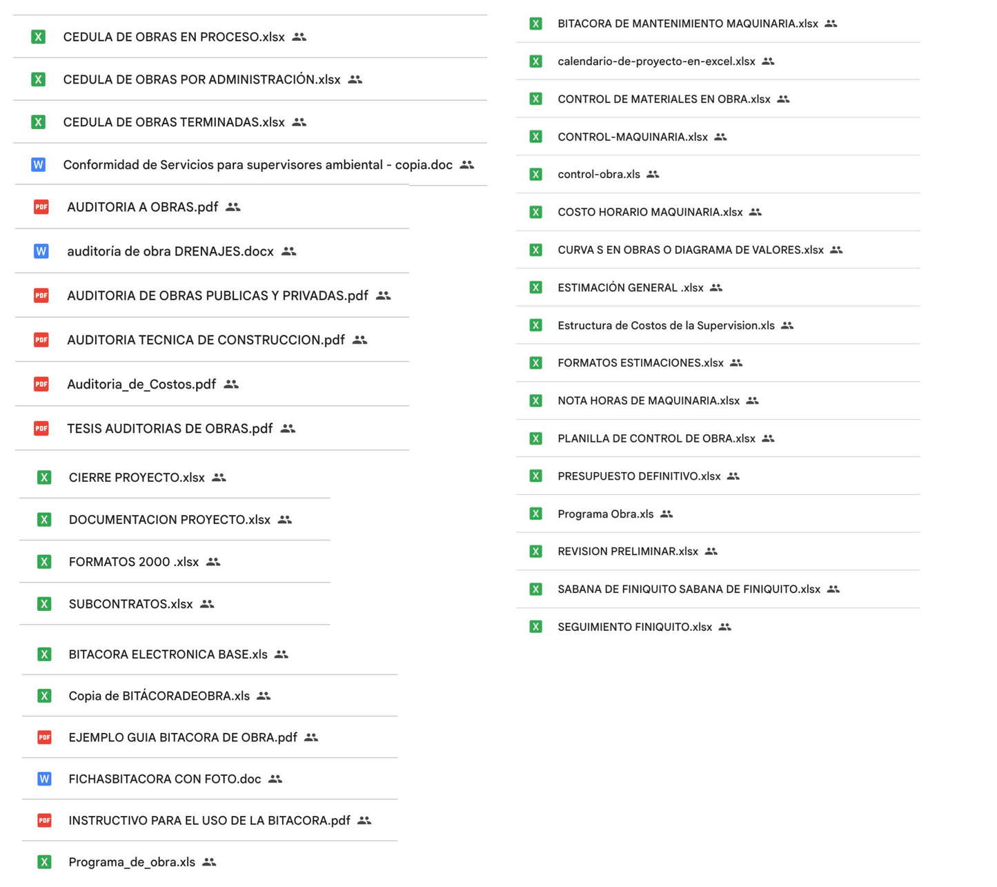 FORMATOS CONTROL DE OBRA 2025