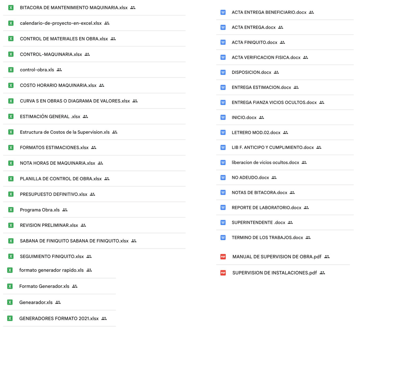 FORMATOS CONTROL DE OBRA 2025