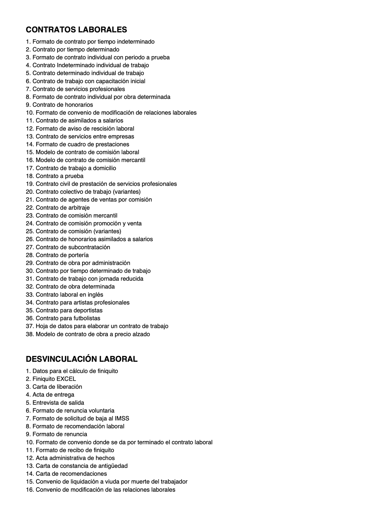 FORMATOS LABORALES 2026